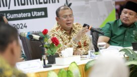 Wakil Ketua DPR RI, Cucun Ahmad Syamsurijal, saat pertemuan dengan BPS dan Badan Penanggulangan Bencana Daerah (BPBD) Provinsi Sumatera Utara di Medan.