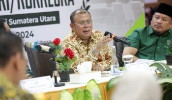 Wakil Ketua DPR RI, Cucun Ahmad Syamsurijal, saat pertemuan dengan BPS dan Badan Penanggulangan Bencana Daerah (BPBD) Provinsi Sumatera Utara di Medan.