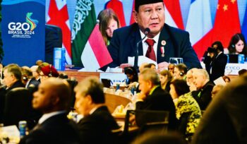 Presiden Prabowo Subianto memberikan pidato sambutan pada sesi pertama Konferensi Tingkat Tinggi (KTT) G20 yang mengangkat tema “Fight against Hunger and Poverty, di Brasil, Senin, 18 November 2024