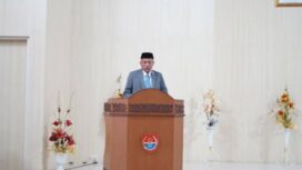 Bupati Banggai Laut Sofyan Kaepa memberikan pidato perdana, Kamis 6 Maret 2025 (Ist)