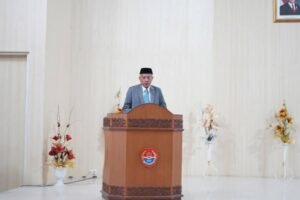 Bupati Banggai Laut Sofyan Kaepa memberikan pidato perdana, Kamis 6 Maret 2025 (Ist)