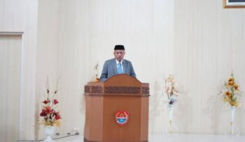 Bupati Banggai Laut Sofyan Kaepa memberikan pidato perdana, Kamis 6 Maret 2025 (Ist)