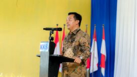 Patwan Kuba,.SH.,MH saat sambutan di Musyawarah Daerah Ke-1 Kerukunan Keluarga Sama Banggai Laut (Foto: Mocca Studio)