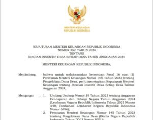 Surat Keputusan Kementerian Keuangan RI tentang insentif Dana Desa (Tangkapan Layar)