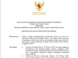 Surat Keputusan Kementerian Keuangan RI tentang insentif Dana Desa (Tangkapan Layar)