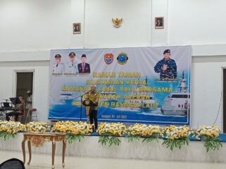 Bupati Sofyan saat ramah tamah pada kunjungan kerja Danlanal Palu, Kamis malam 3 Juli 2025 (Foto: Nomo/BanggaiTerkini)