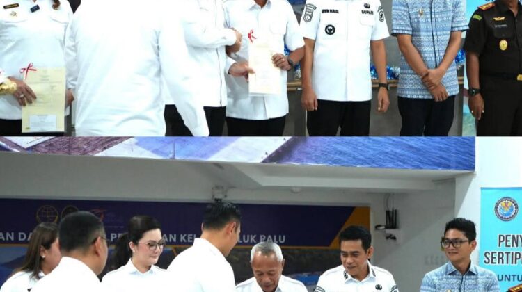 Bupati Sofyan Kaepa Terima 27 Sertifikat Hak Atas Tanah Sejumlah Tempat di Banggai Laut dari Menko AHY