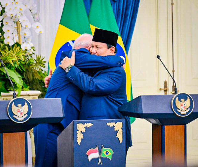 Keakraban Presiden Prabowo dan Presiden Lula di Istana Merdeka