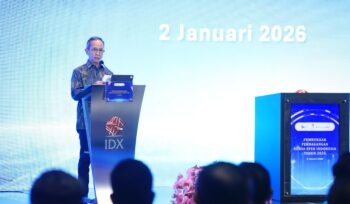 Ketua Dewan Komisioner OJK Mahendra Siregar, dalam sambutannya pada Pembukaan Perdagangan Perdana Bursa Efek Indonesia Tahun 2026 di Gedung Bursa Efek Indonesia,