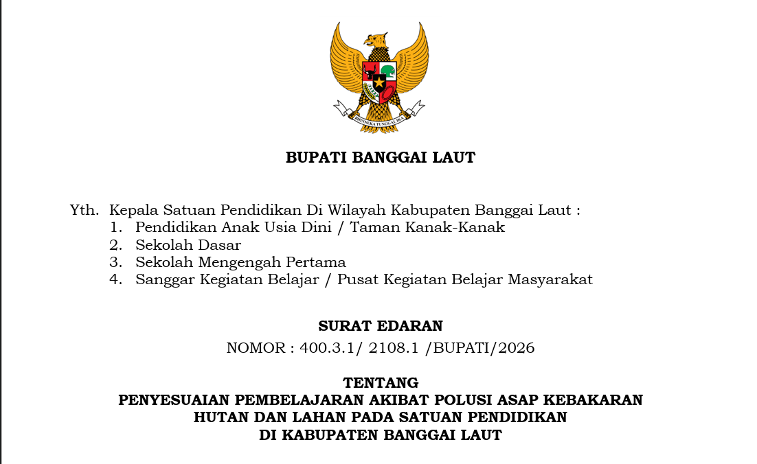 Imbas Kabut Asap, Pemkab Banggai Laut Resmi Terapkan PJJ Daring Sekolah
